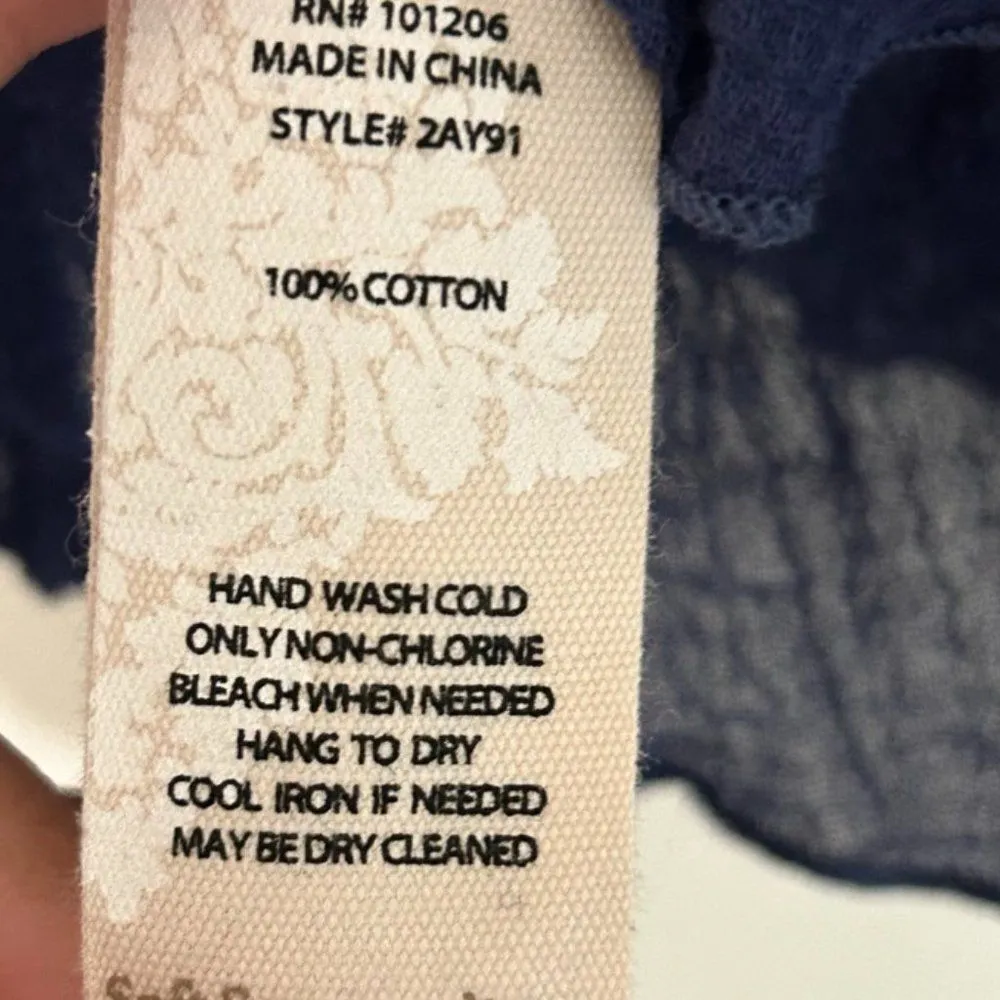 Soft Surroundings Gauze Tank Top Womens Double‎ Layered Crinkle Size S Blue - Image 6