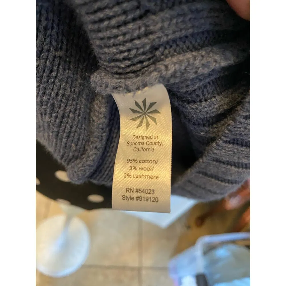 Athleta Womens Sweater Sz XS Tisbury Cableknit Turtleneck Iron Blue Short Sleeve - Image 8