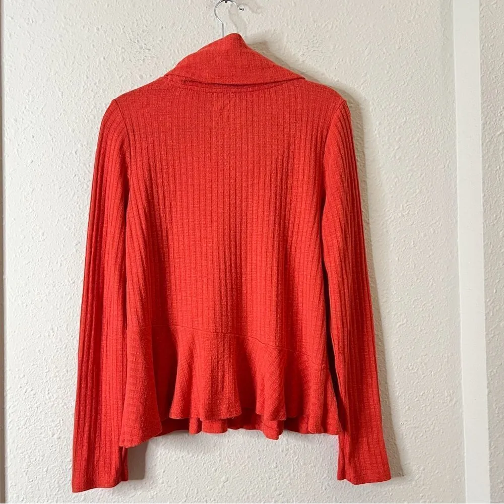 Anthropologie Maeve Coral Waffle Knit Peplum Winterscape Cowl Neck Size Large - Image 6