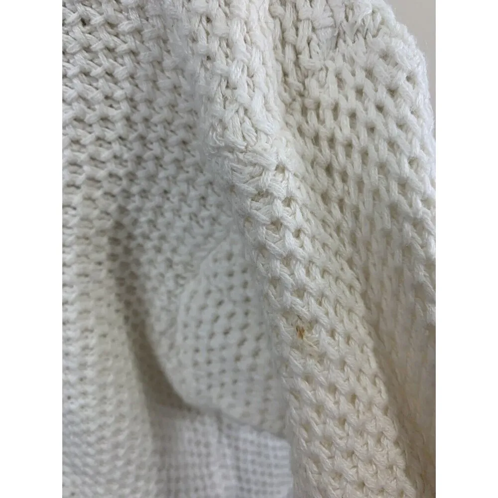 Vintage White Stage Zip Cardigan Sweater Long Sleeve Cottagecore Small - Image 11