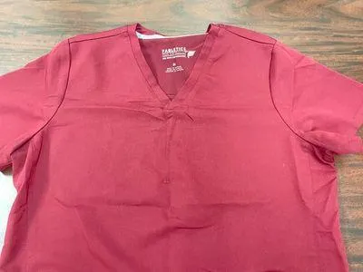 Fabletics Wine Colored V-Neck Short Sleeve Scrub Top Size Medium - Image 2