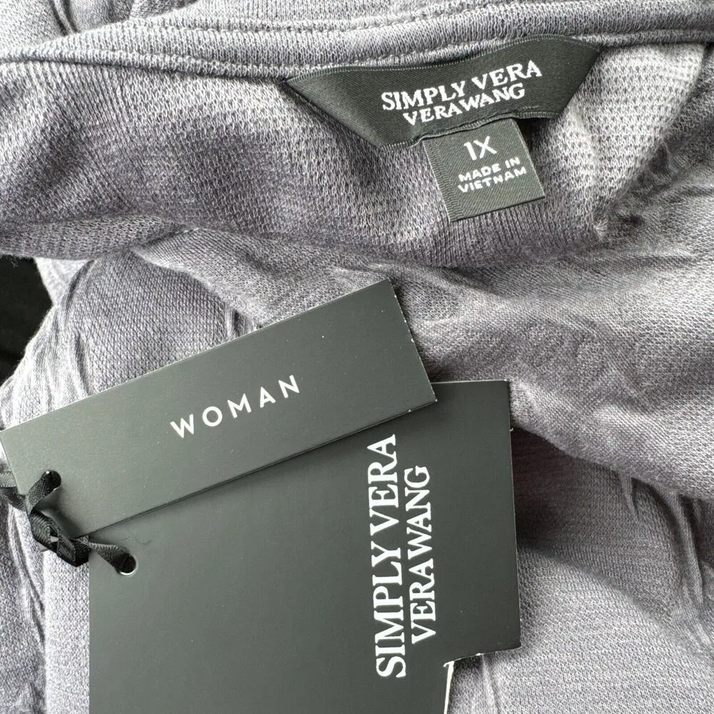 Simply Vera VERA WANG Long Sleeves TUNIC TOP Gray Sz 1X textured long sleeve - Image 4