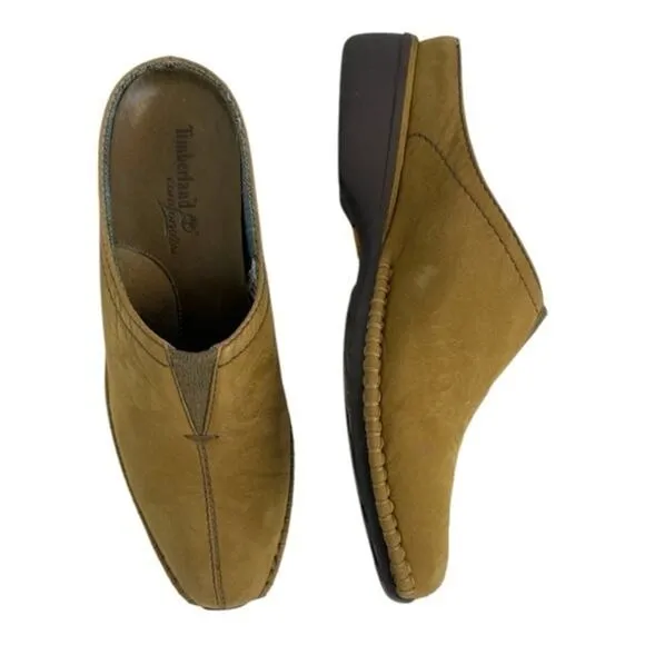Timberland Comforia Suede Leather Mules Clogs Women's Size 6.5 tan - Image 2