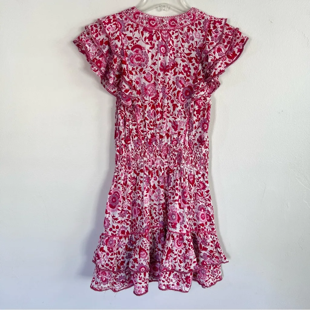 Poupette St Barth Mini Camila Ruffled Dress Red Celery Sz L Pink Size L - Image 4