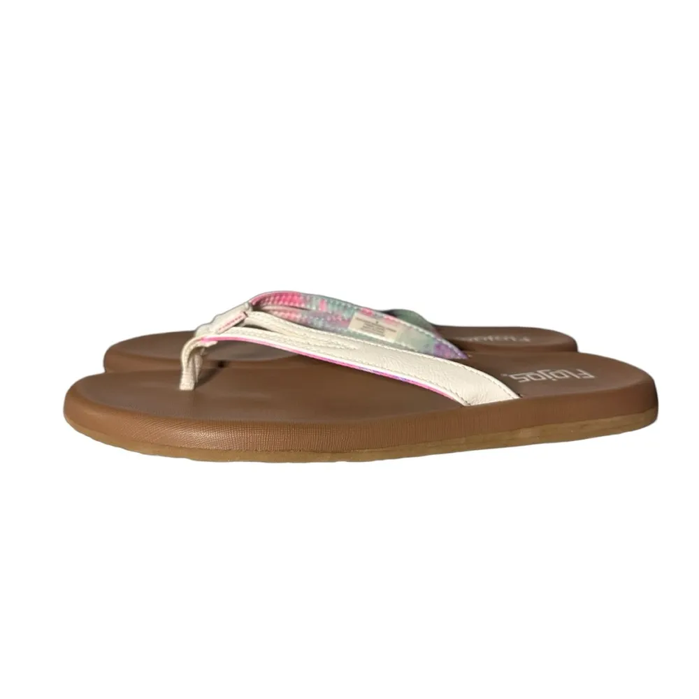 Flojos Women's Maddy Memory Foam Flip Flop Sandal IVORY/PINK TIE Dye Womens SZ 9 Brown - Image 4