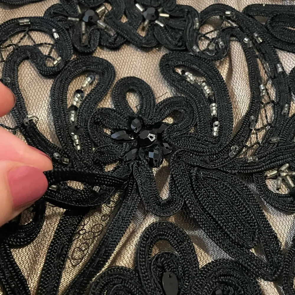 Sue Wong Nocturne Black Lace Beaded Evening Cocktail Dress Size 2 - Image 11