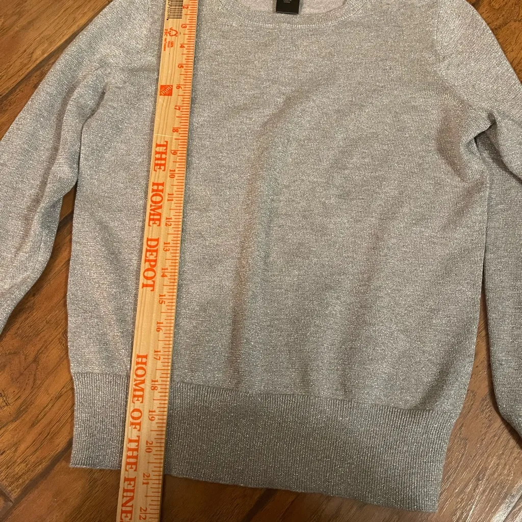 Ann Taylor Factory Silver sparkly Knit Sweater top shirt holiday woman’s XS - Image 4