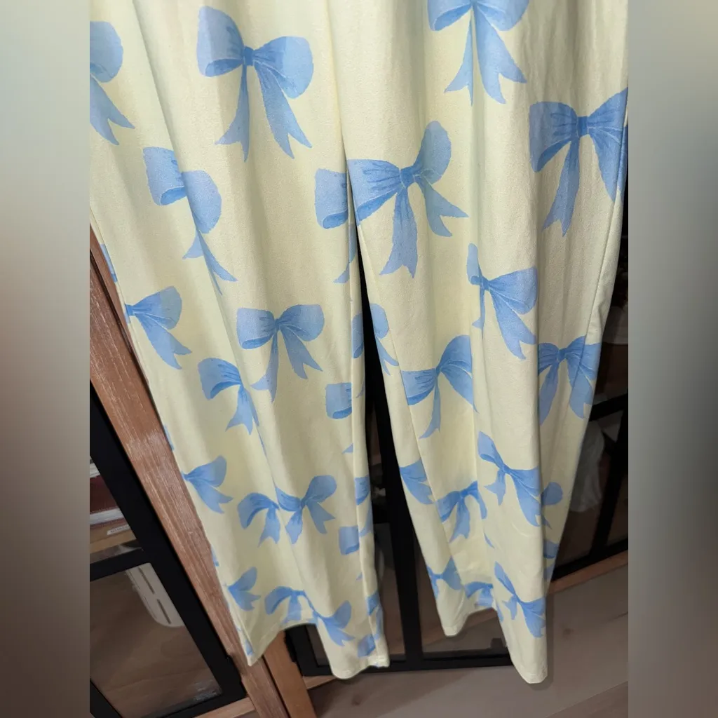 Happy Camp3r bows pajamas pants coquette watercolor lounge butter pastel Yellow Size XS - Image 7
