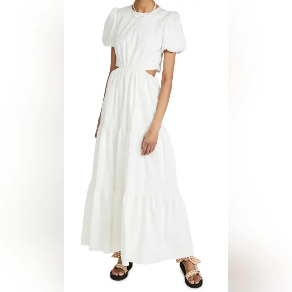 NWT   Plaza Cut Out Tiered Maxi Dress  COLOR IVORY Size M - Image 4