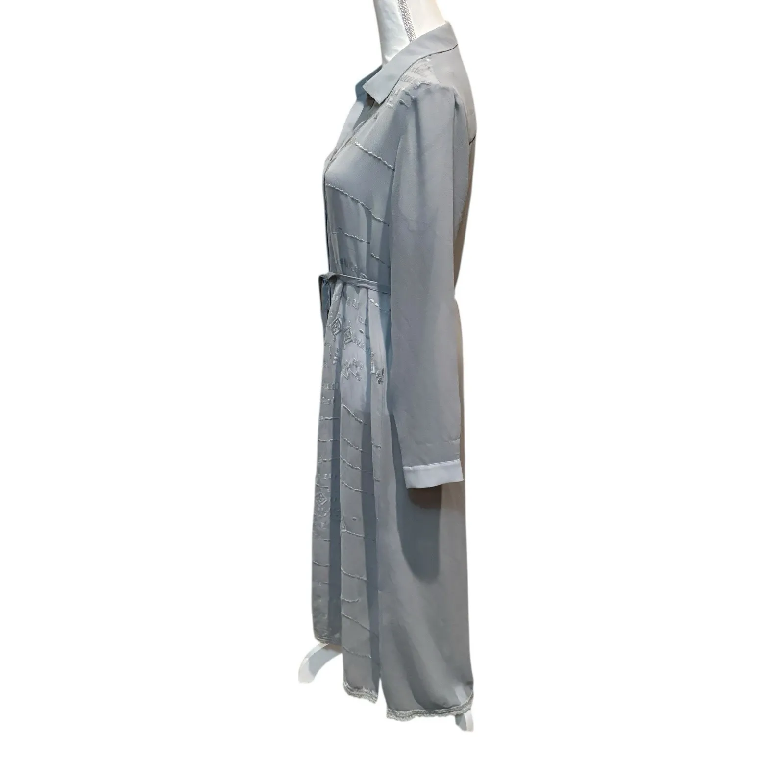 Soft Surroundings Dress Womens Small Gray Sheer Chiffon Button‎ Up Duster - Image 3