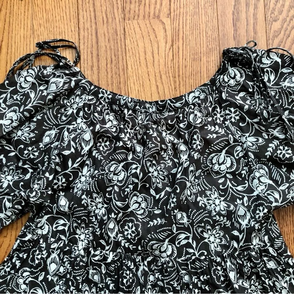 Olivaceous Floral Knee-Length Resort Wear Brown and White Dress Women’s Size M - Image 7