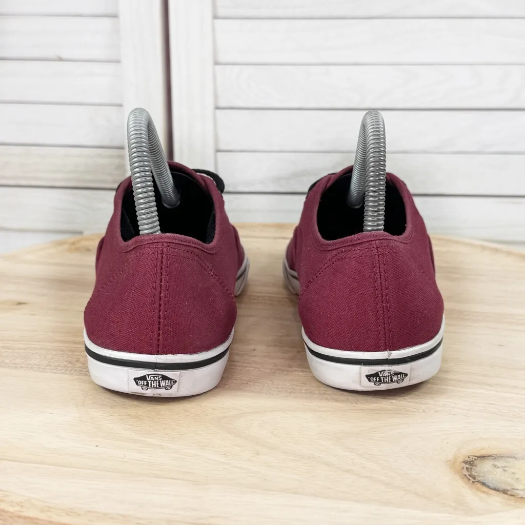 Van Authentic Canvas Low Top Lace Up‎ Sneakers Burgundy Red 7.5 Women 6 Men - Image 6