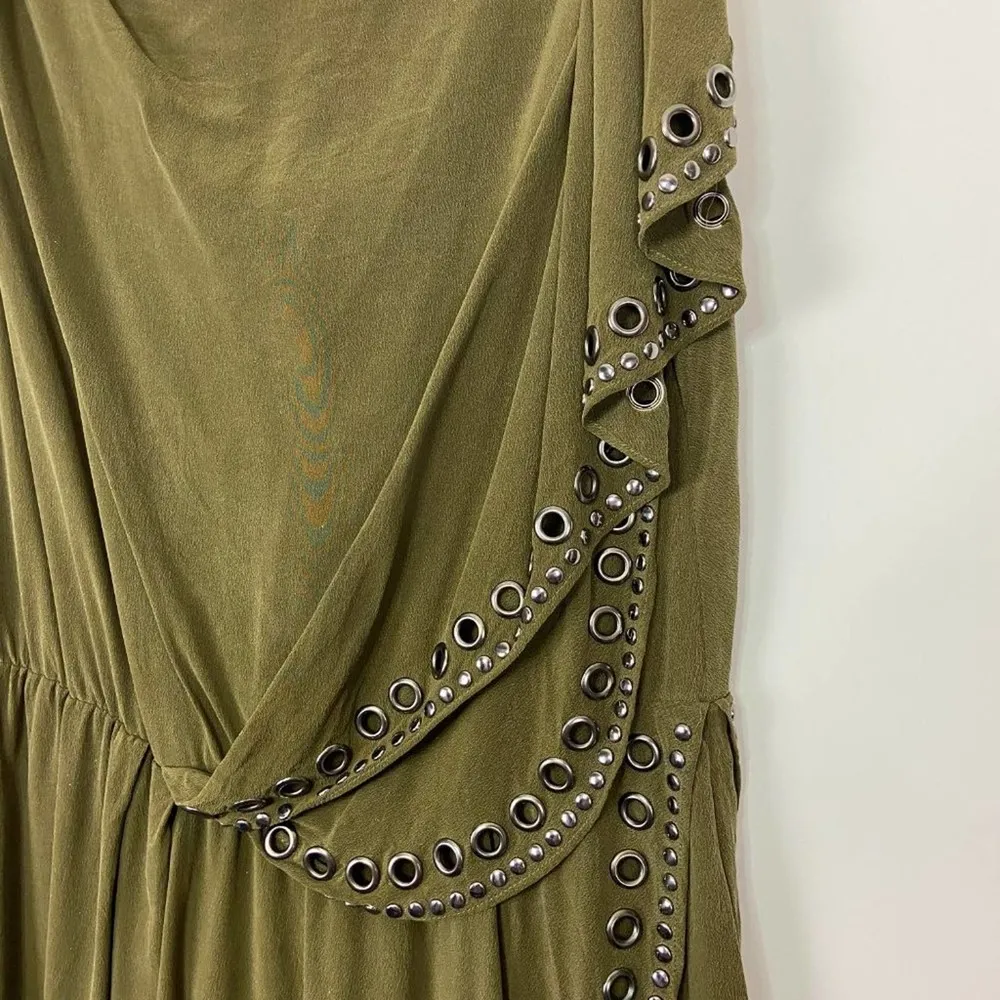 Haute Hippie Olive Studded Asymmetrical Silk Dress - Image 48