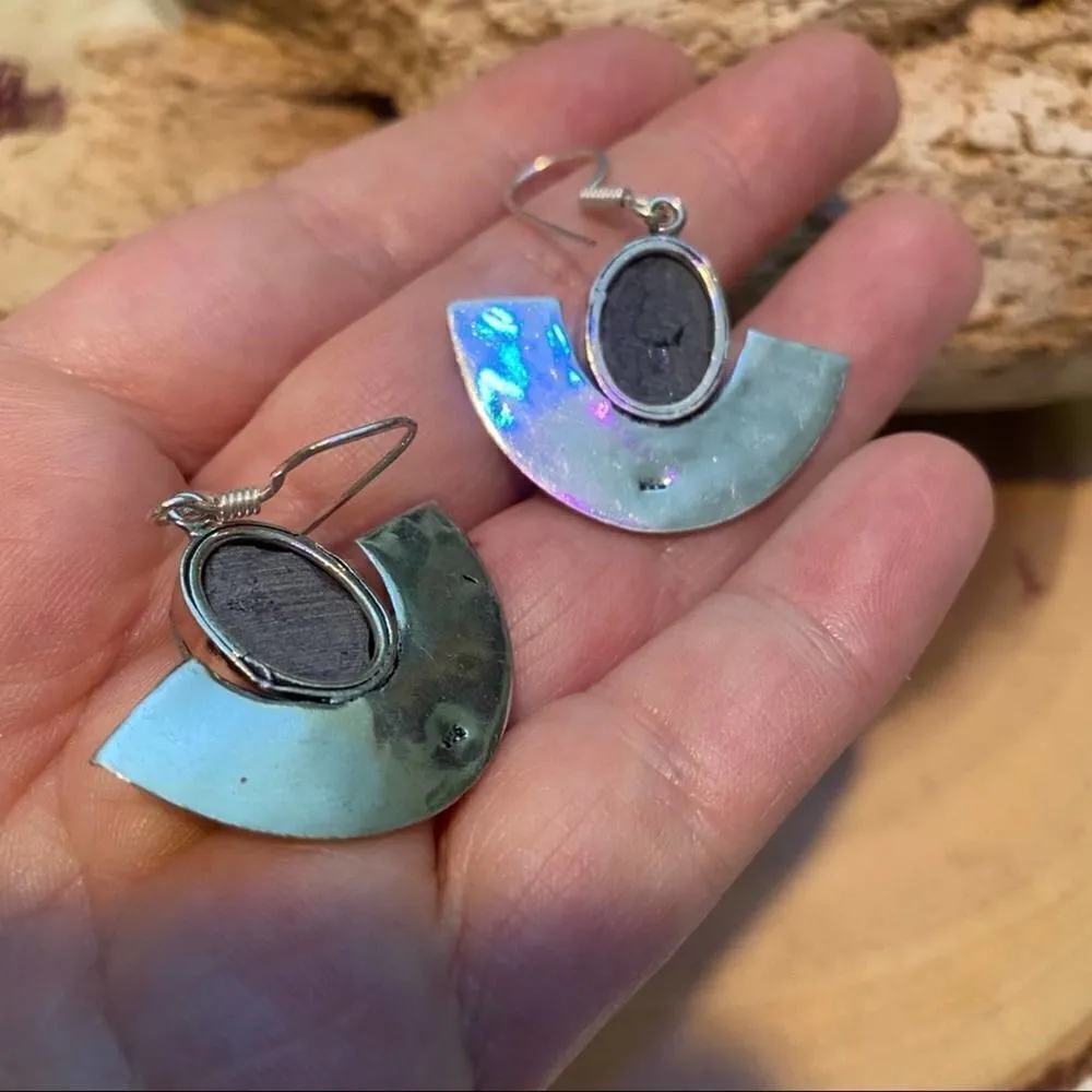 Abalone shell Silver ethnic style earrings - Image 5