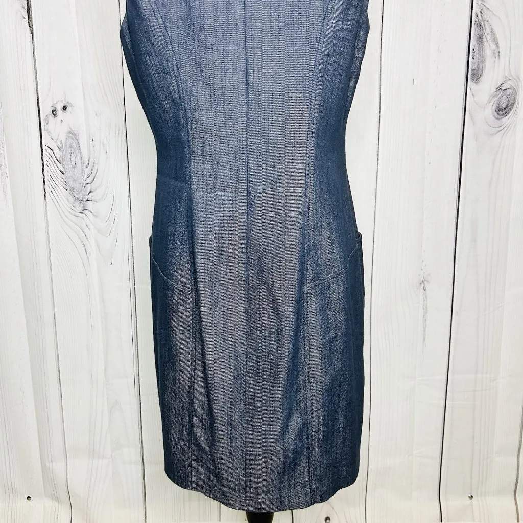 Jessica Simpson Womens Denim Shift Dress Sleeveless Sz 10 Grommet Detail - Image 11
