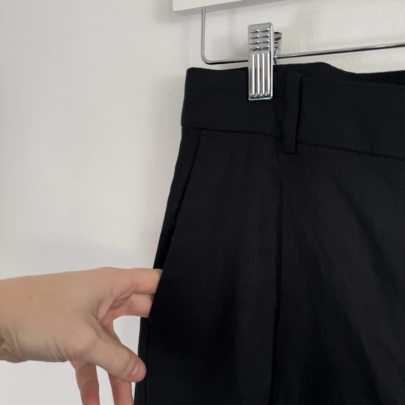 J Crew Linen Blend Wide Leg Pleated Trousers Career Office Black NEW Womens 10 - Image 3