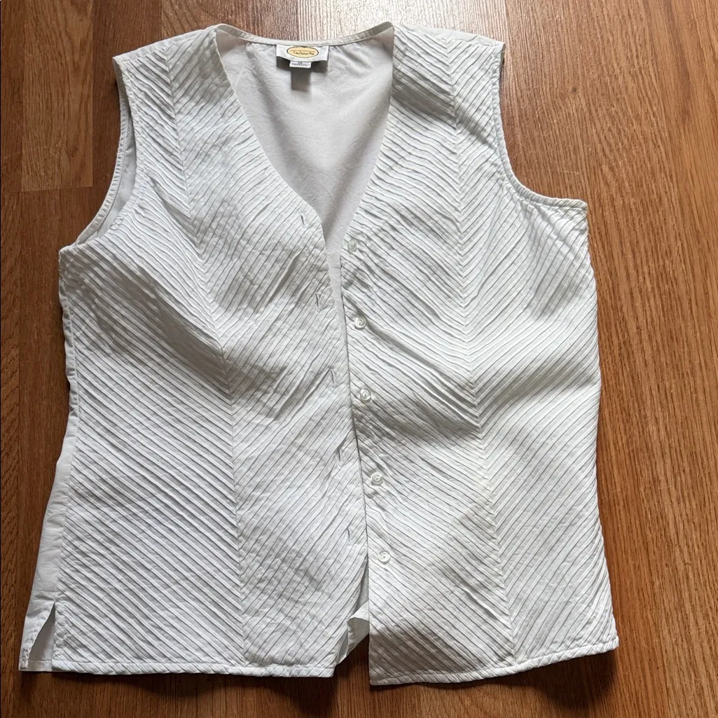 Talbots White Textured Sleeveless Vest Blouse - Image 6