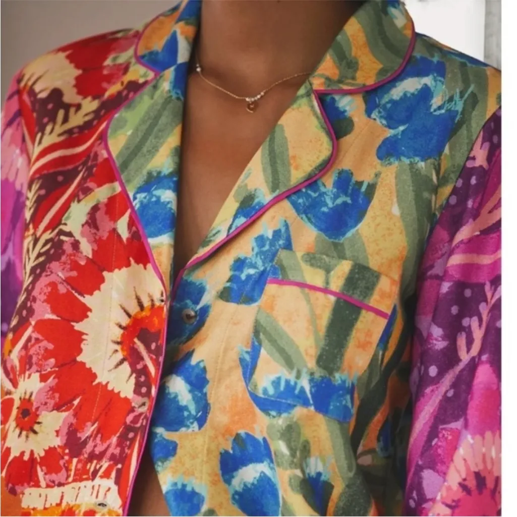Anthropologie Roeqiya Fris Garden Bloom Flannel‎ Pajama Top Size XS - Image 2