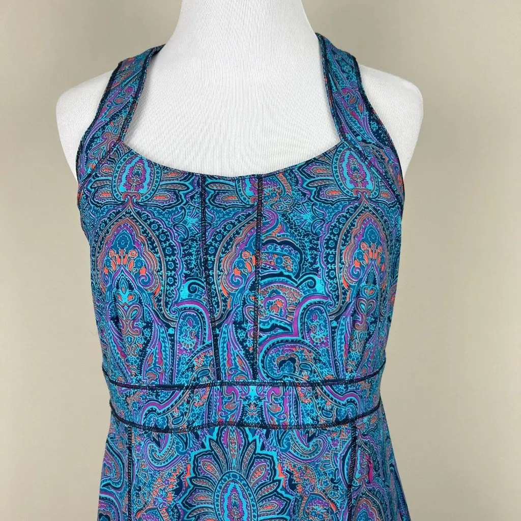 Title Nine Dress 6 Blue Purple‎ Trouble Nimblene Paisley Built In Bra Zip Sheath - Image 4