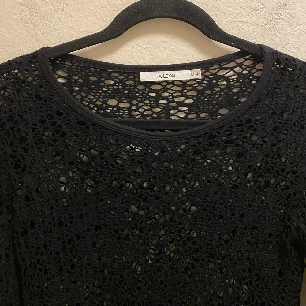 Bailey 44 Black Open Knit Long Sleeve Tee Size XS - Image 2