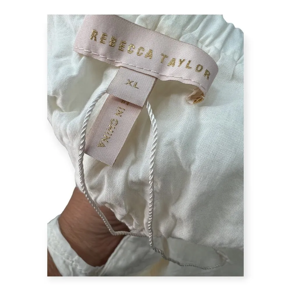 REBECCA TAYLOR |XL |Snow Allegra Camisole Top Embroidered Bubble Hem Sleeveless - Image 6