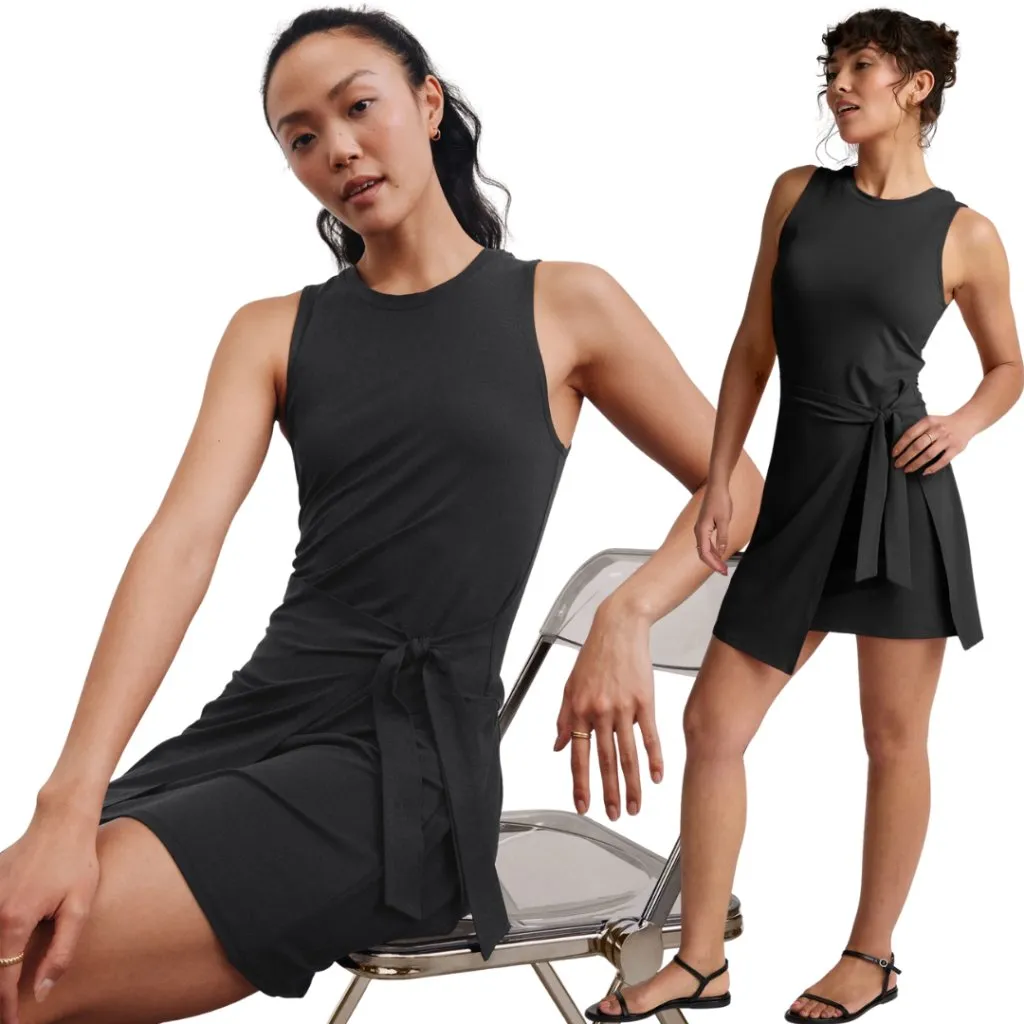 Beyond Yoga Meet Up Wrap Mini Dress Women's XS Black Active Athletic Preppy NWOT - Image 3