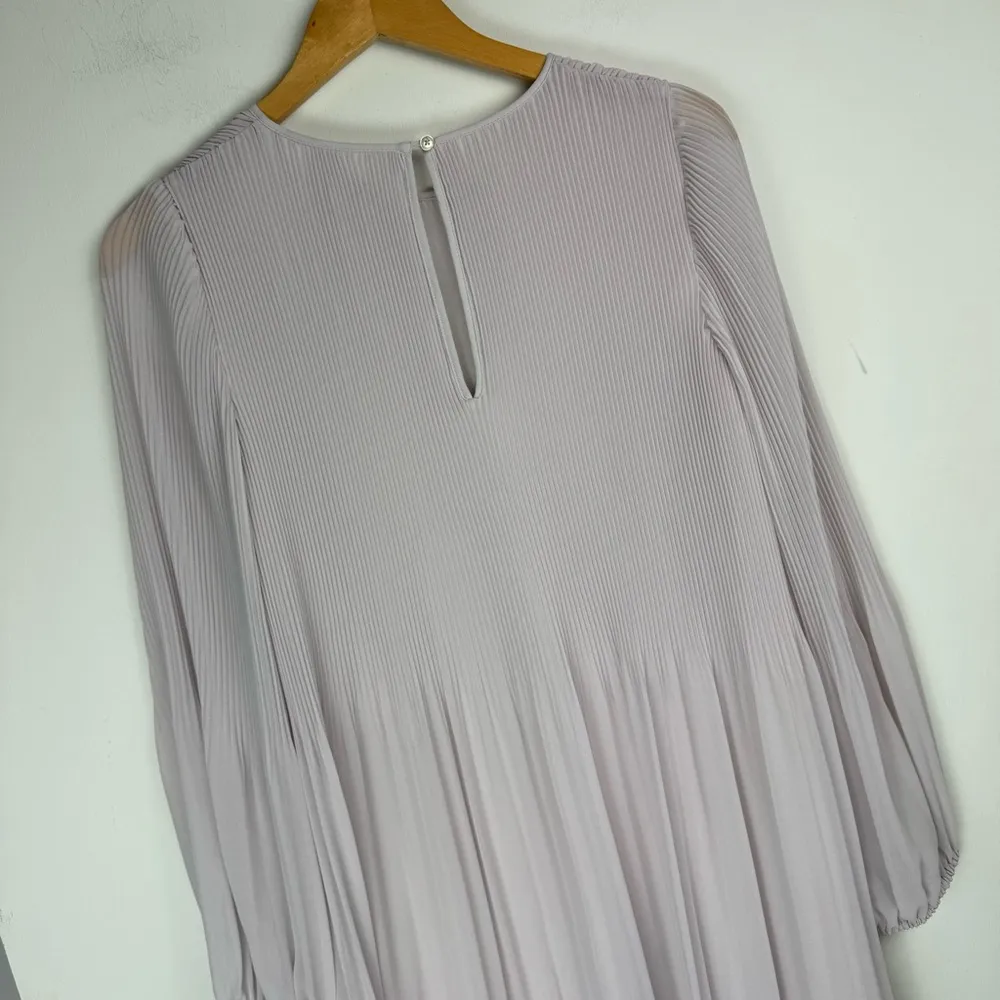 Aritzia Wilfred Daydreamer Mini Dress Sz Small Cloudy Lilac Pleated Long Sleeves - Image 13