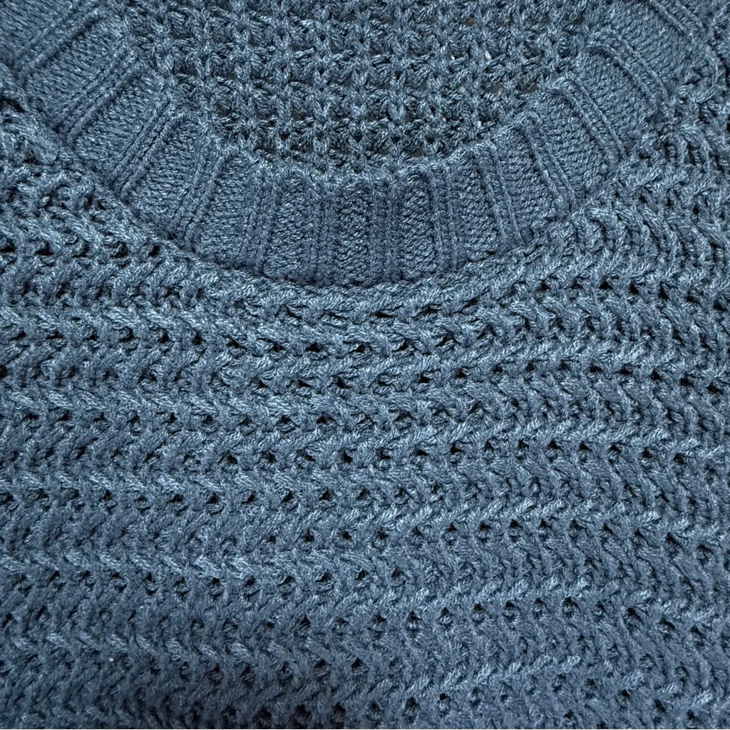 EUC Bloomchic Textured Drop Shoulder Split Hem Pullover Sweater 3x Cyan Teal Blue - Image 10