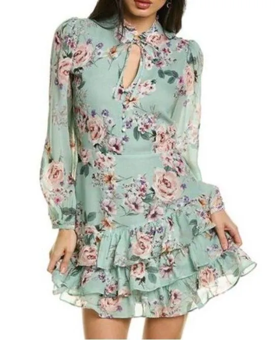 Yumi Kim Floral Jenna Long Sleeve Dress in Mint Green - Image 2