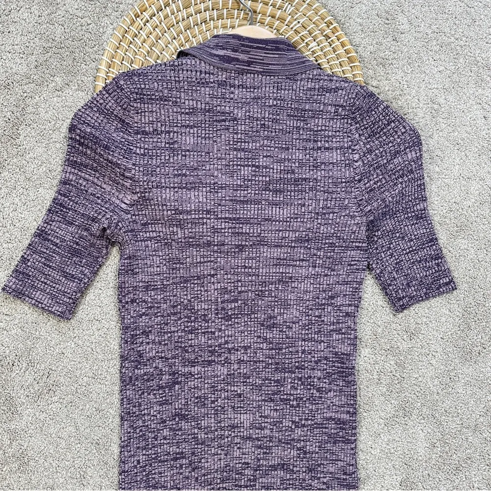 Le Ore Women’s Rimini Collared Romper Playsuit Ribbed Shortsleeve in Purple M Size M - Image 11