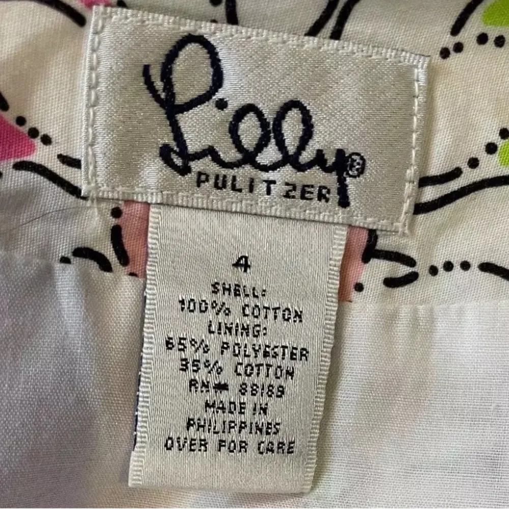LILLY PULITZER White Label Vintage Cotton Cat & Sun Print Size 4 - Image 4