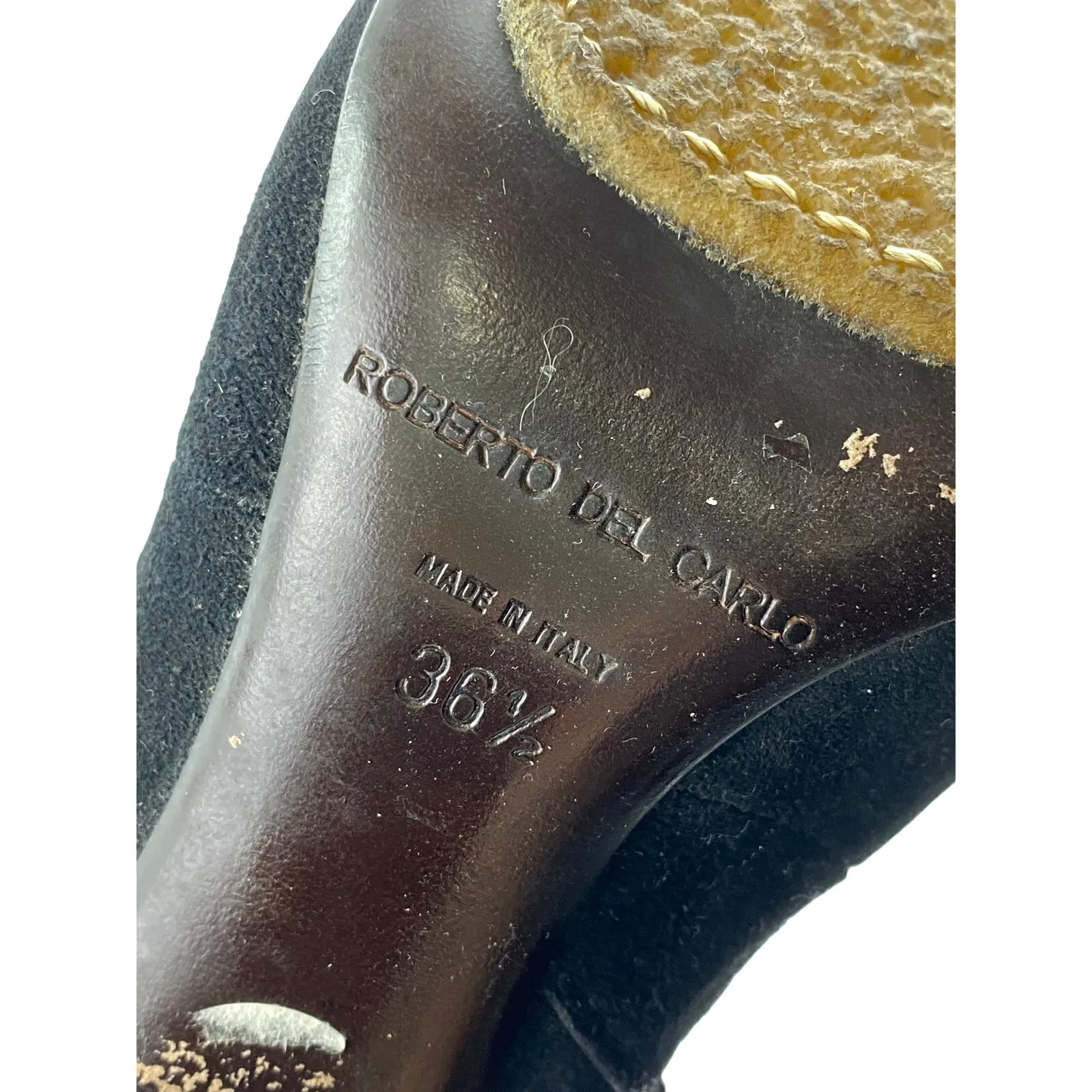 Roberto Del Carlo Women's Black Suede Leather Round Toe Zip Up Tall Boots Size 6 - Image 7