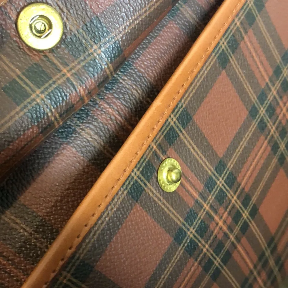 Brown Green Tartan Plaid Computer Crossbody Tote Messenger Bag Rare - Image 5