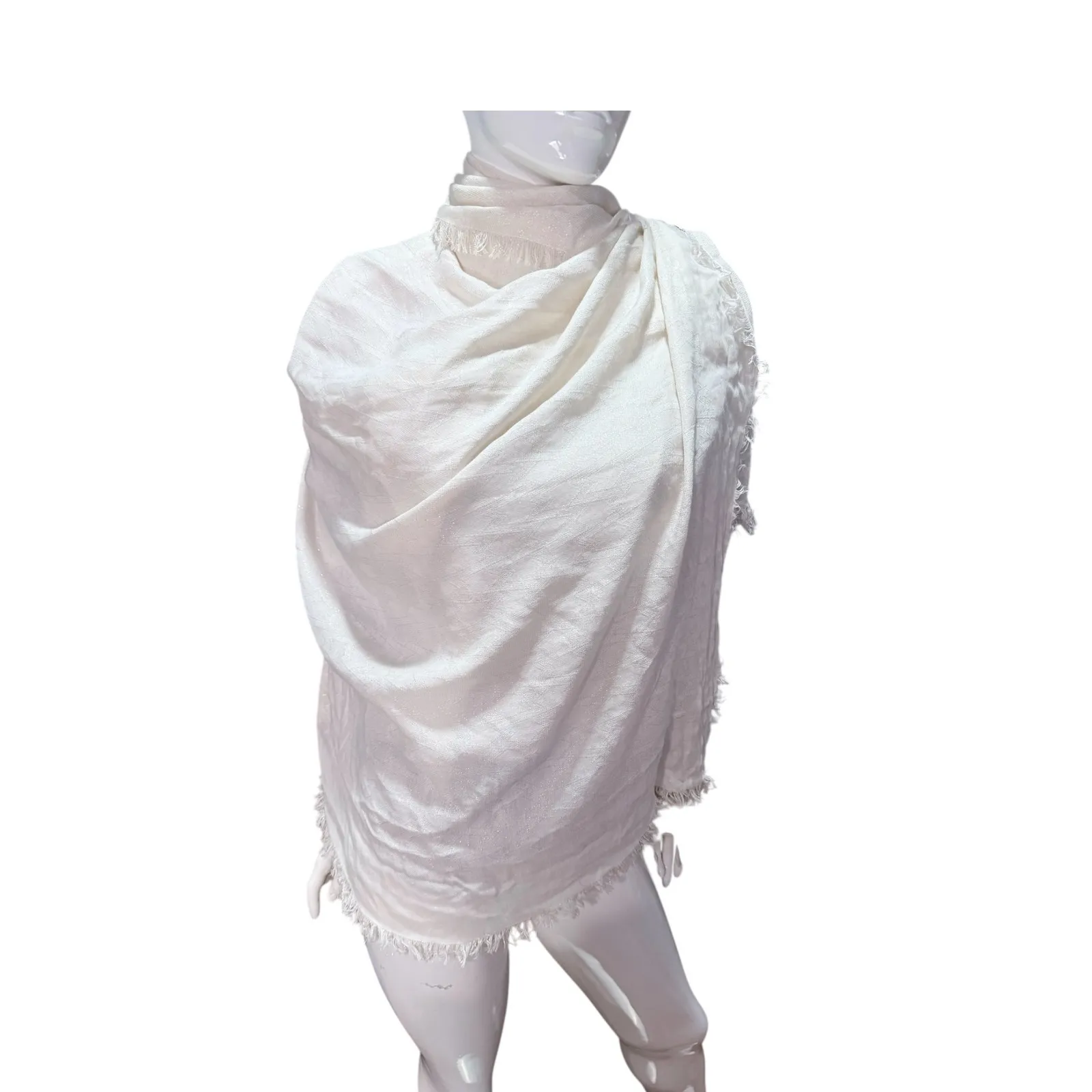 Maje scarf ivory Fringed gold fleck wrap made in Italy - Image 3