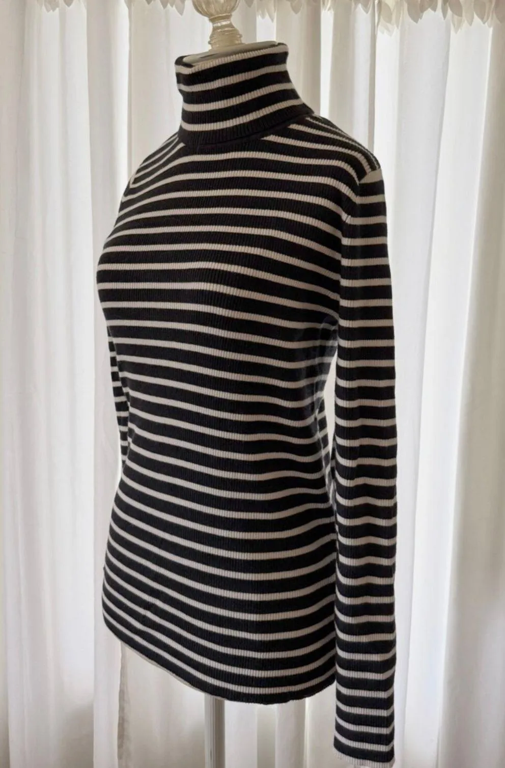 Ralph Lauren black & white striped turtleneck sweater brand new! - Image 2