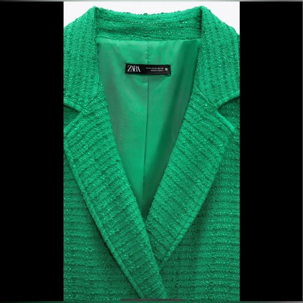 Zara textured double breasted green blazer(Size S) - Image 6