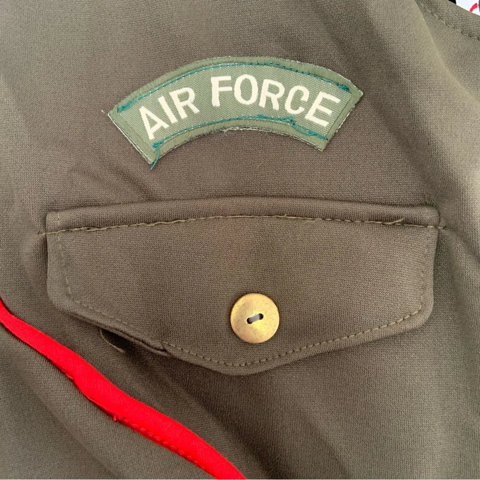 Charades Air Force Angel Pilot Officer Costume Green Jumpsuit Medium NEW - Image 11