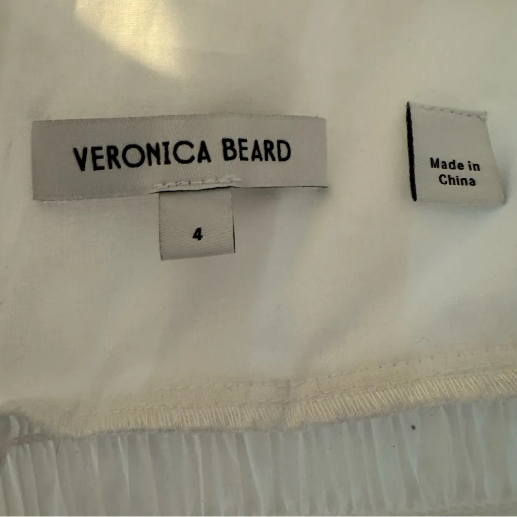 Veronica Beard Evra shirred white cotton-blend poplin top | Size 4 - Image 6