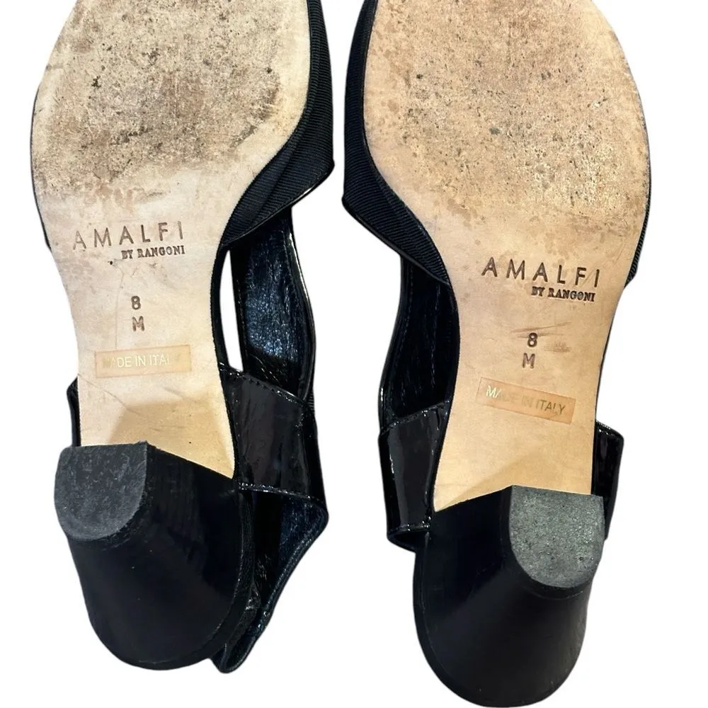 Amalfi Black Sling Black Heels with Cloth Uppers Made in Italy Sz 8 - Image 10