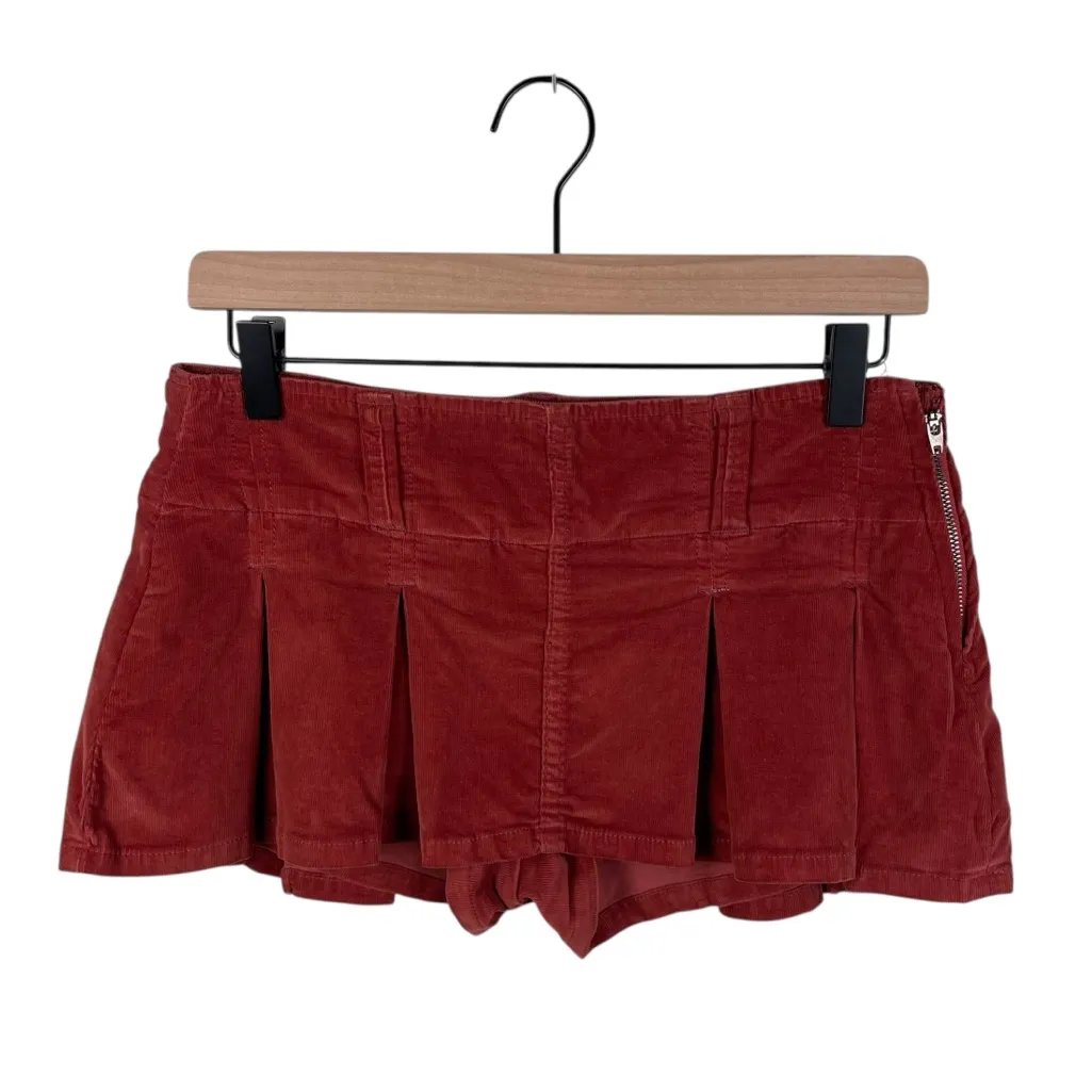 Free People Pleated Micro Mini Cord Skort in Roasted Russet Size 0 Low Rise Y2K - Image 2