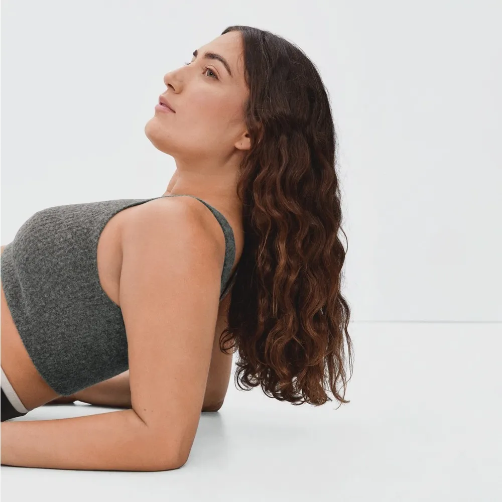 Everlane Cozy Stretch Crop Tank Top Ribbed Wool/Yak/Nylon Dark Grey S NWT - Image 5