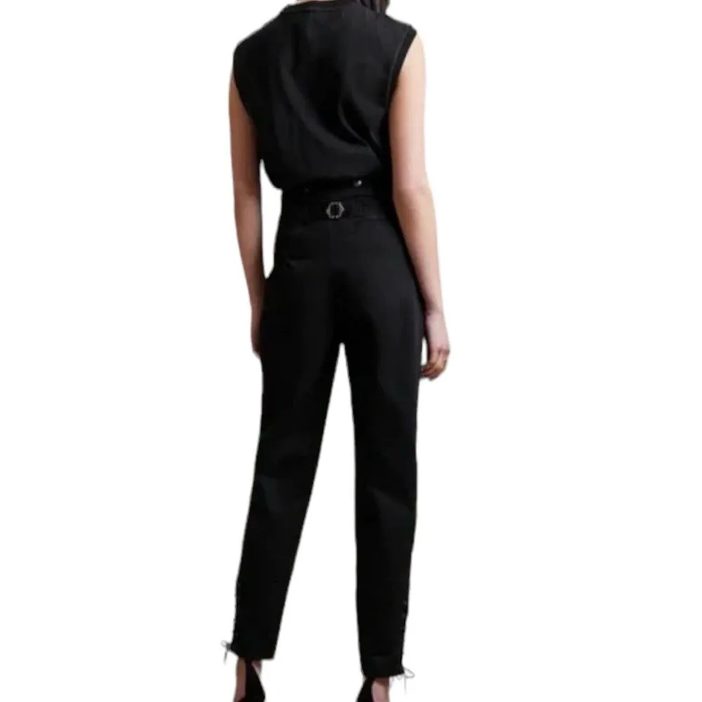 NWT Banana Republic The Riding Pant Black Lace Up Twill Pants Size 4 - Image 2