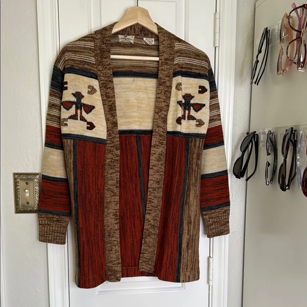 Vintage Riddles by Elliot southwest print open cardigan Red Size M - Image 2