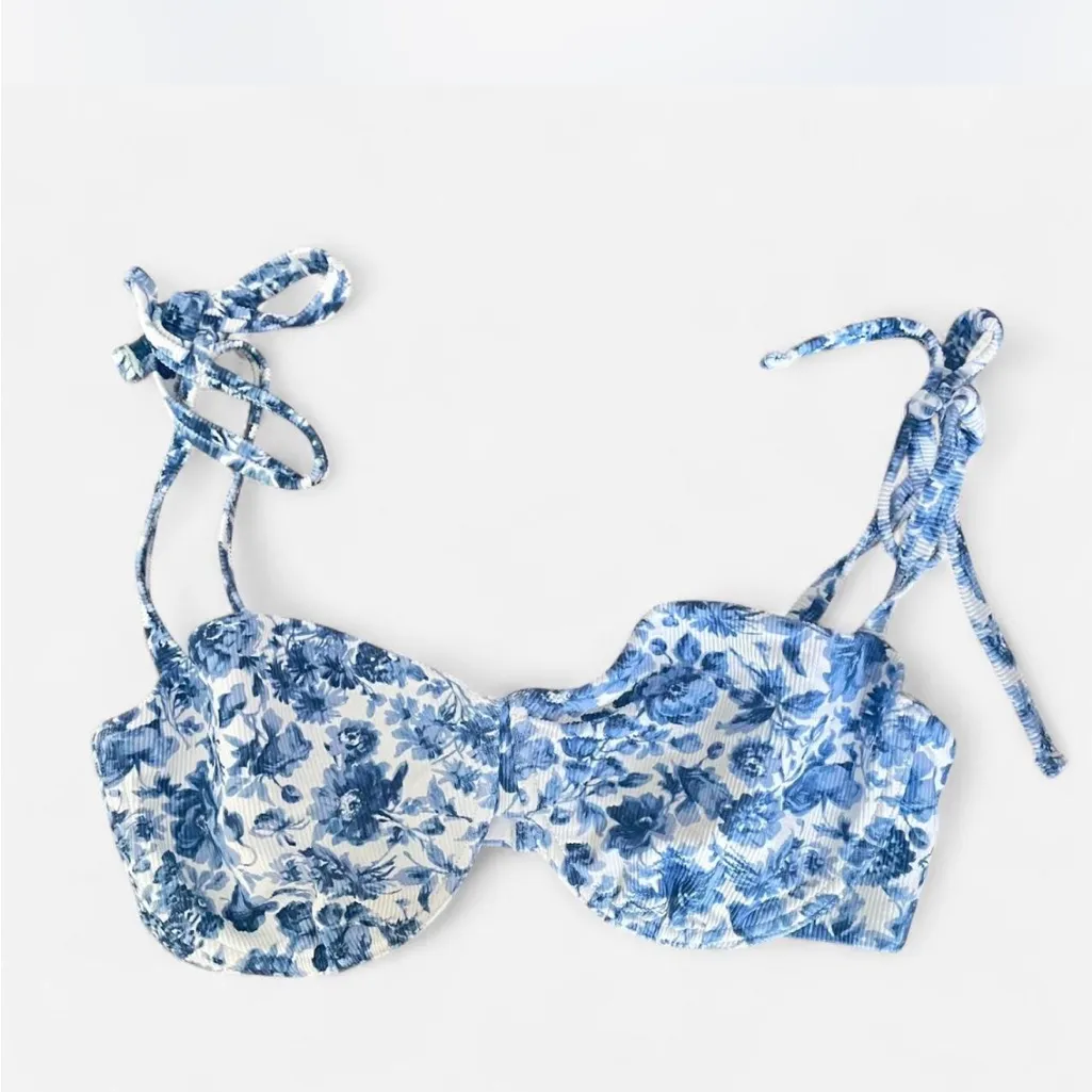 Abercrombie & Fitch Curve Love Floral Underwire Tie Strap Bikini Top - Image 2