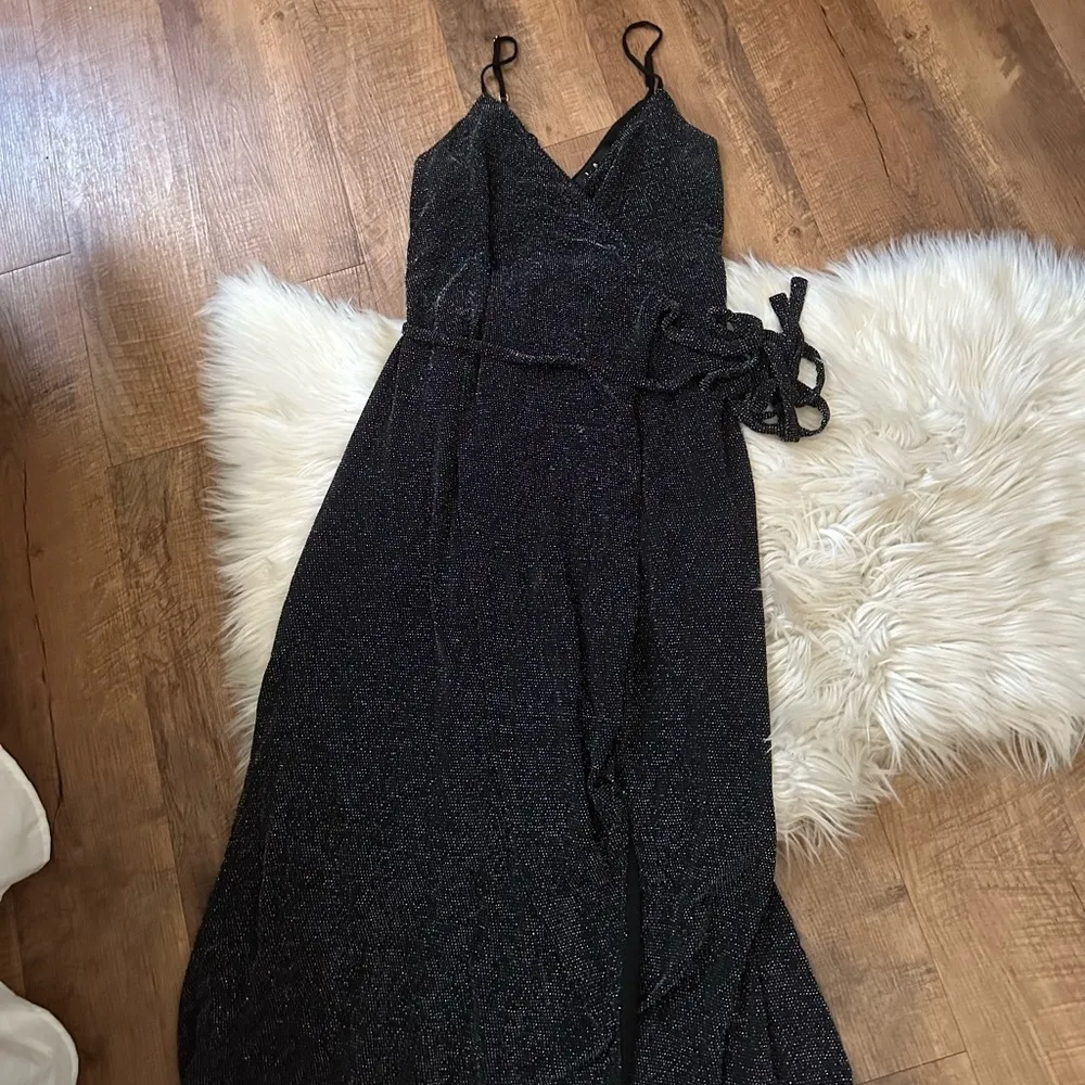 LULU’S Celestial Black And Silver Wrap Maxi Dress - Image 5