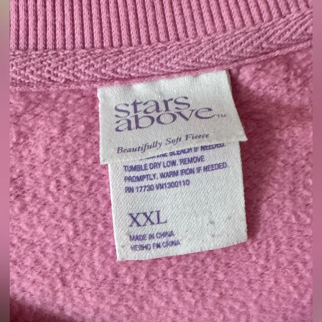 Pink stars above pullover crewneck XXL - Image 4