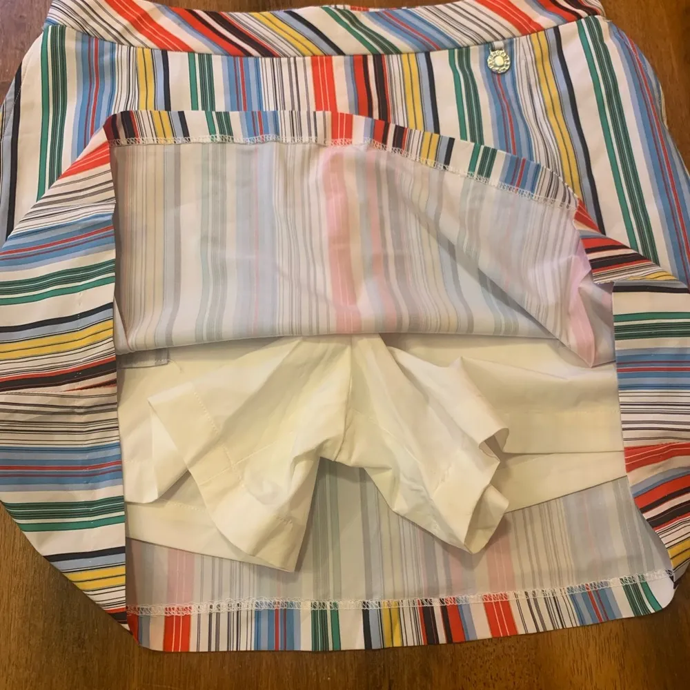 Greg Norman NWT Collection skort/ skirt 10 Multi Stripe Perfect Fit Play Dry Blue - Image 10
