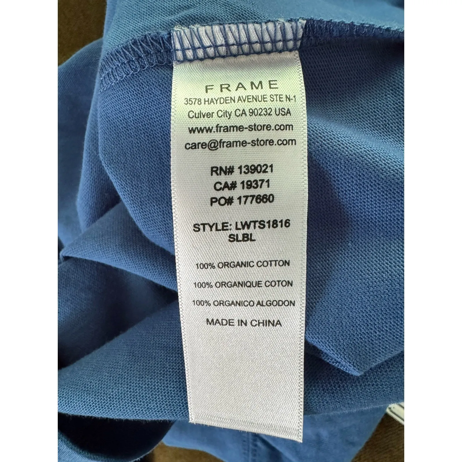 Frame Frankie Ruched Puff Sleeve Top Slate Blue Tshirt Size XS - Image 7