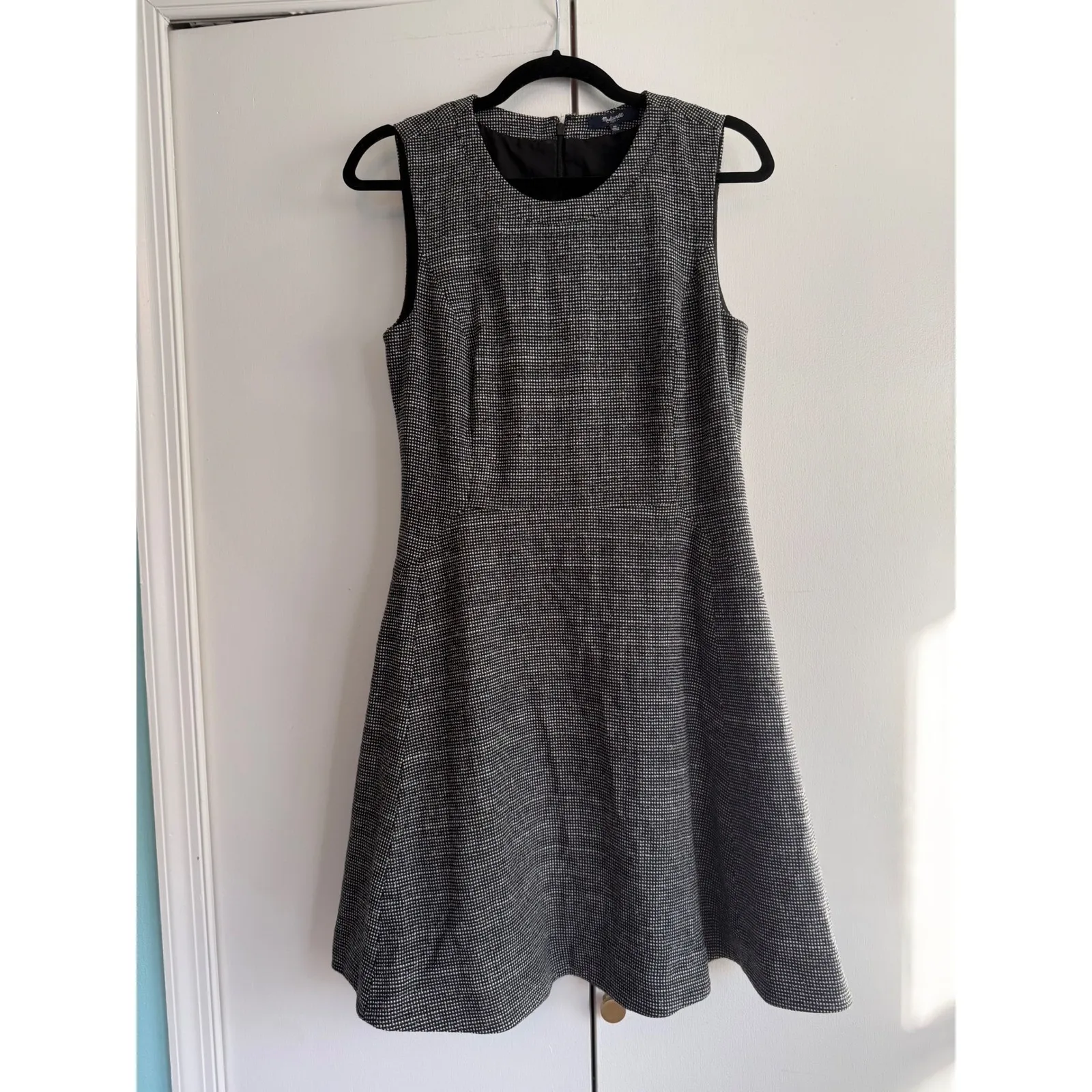 Madewell 1937 Sheath Dress Houndstooth Black‎ White Business Casual Size 10 Black - Image 2
