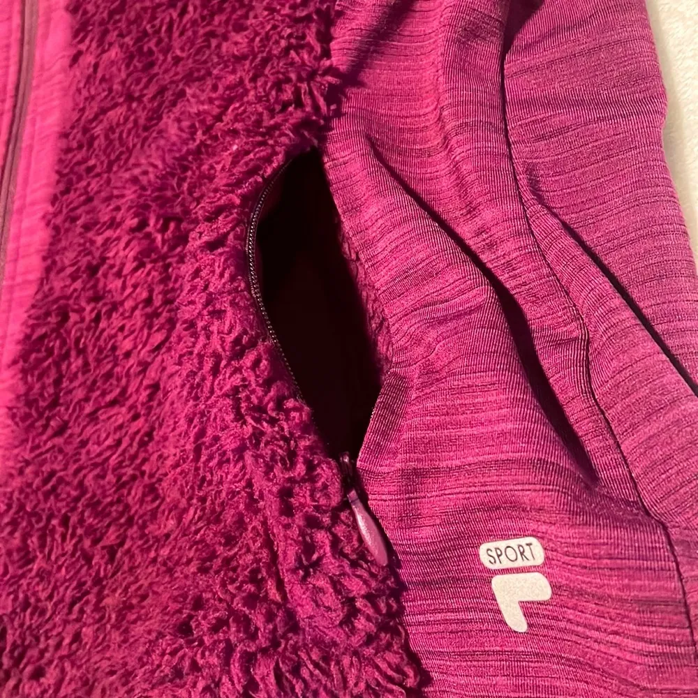 Fila Sport- Purple Tru-Dry Tru-Warm Sherpa Fleece Faux Fur Jacket- Size Large - Image 6